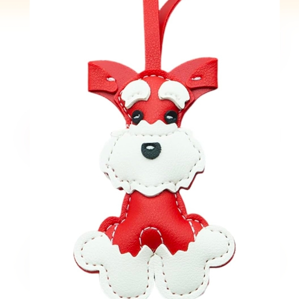 Bag Charm Or Ornament - Red Schnauzer